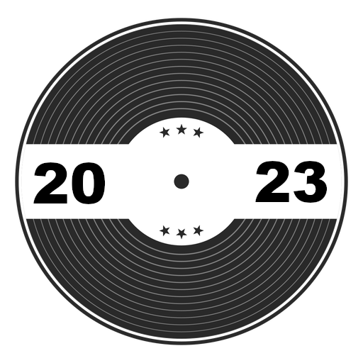 A vinyl record labelled '2023'.